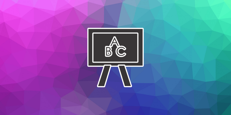 ABC en pizarra sobre un fondo multicolor